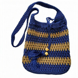 Handmade casual boho hippie crossbody crochet knitted colourful woven bag